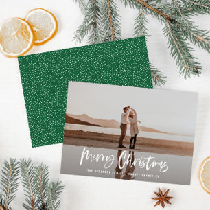 God jul modern minimal grönt på 1 bild julkort