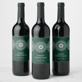God Jul modern minimalist blomster Vinflaska Etikett