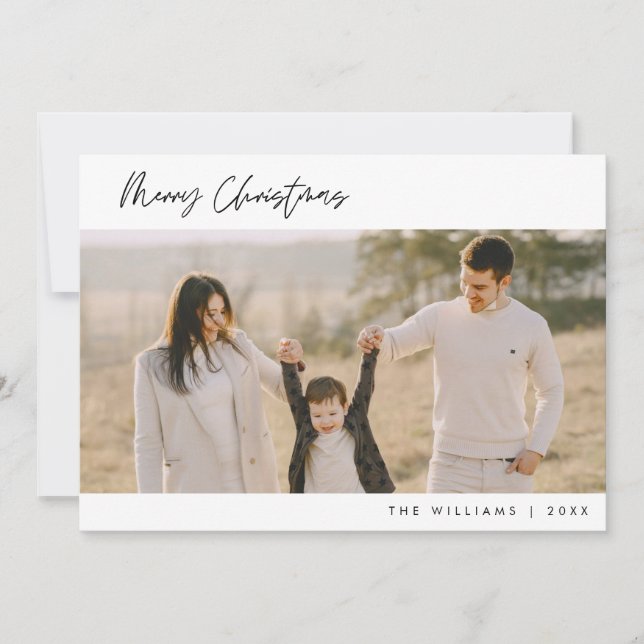 God jul, Modern Minimalist Family Photo Julkort (Framsida)