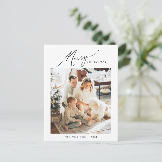 God jul, Modern Minimalist Family Photo Vykort (Stående Fram)