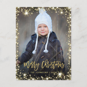 God jul Modern penselskript PHOTO Hälsning Vykort