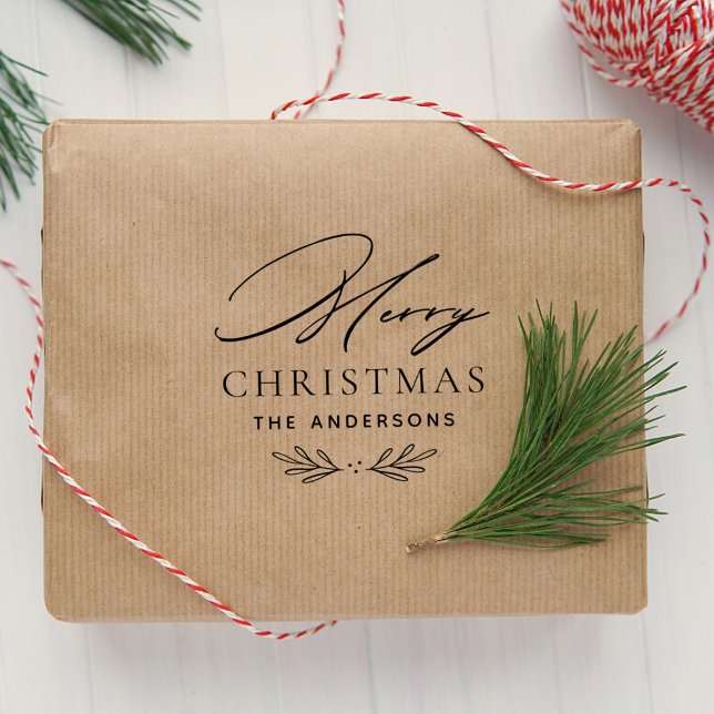 God jul Modern Personlig Family Namn Självfärgande Stämpel (Skapare uppladdad)