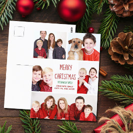 God jul Modern Photo Collage Cute Red Vykort