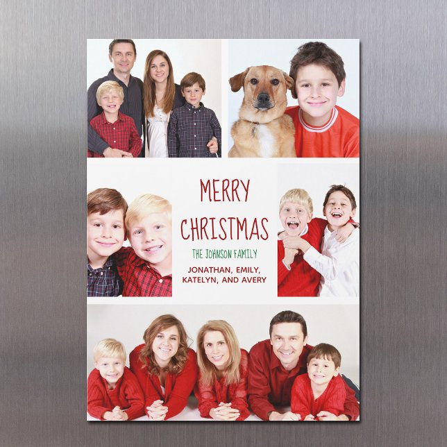 God jul Modern Photo Collage Magnet Card (Skapare uppladdad)