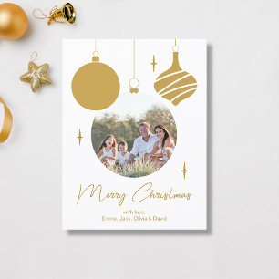 God jul Modern Photo Guld Script Helg Vykort