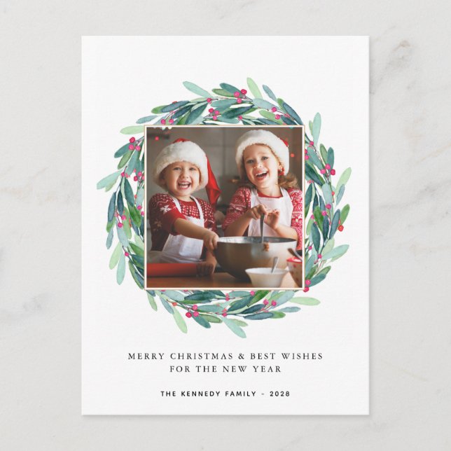 God jul Modern Photo Helgdag Vykort (Framsida)