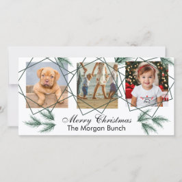 God jul Modern Pineneedle 3 Photo Collage Julkort