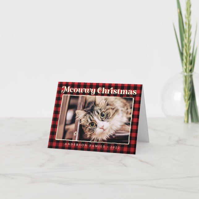 God jul Modern Pput Funny Pet Cat Photo Helgkort (Framsida)