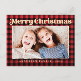 God jul Modern Pput Mönster Family Photo Helg Vykort