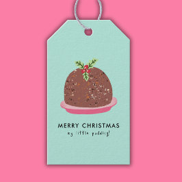 God jul Modern Pudding Illustration Presentetikett