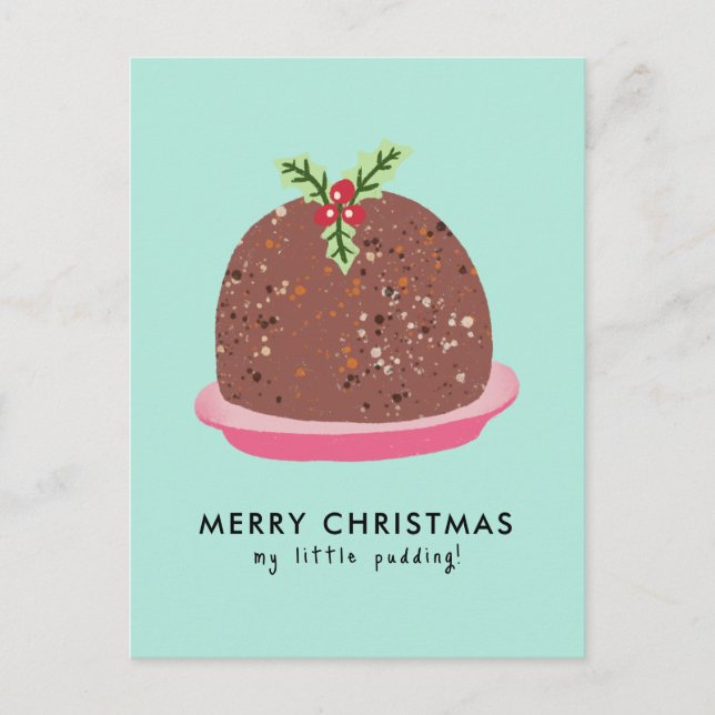 God jul Modern Pudding Illustration Vykort (Framsida)