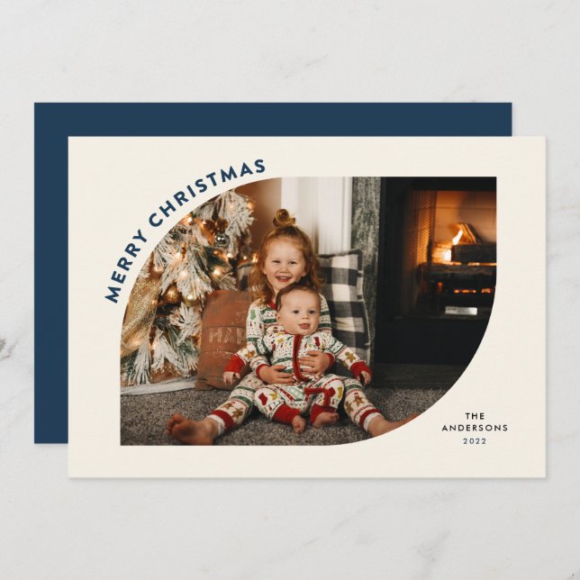 God jul Modern Ram Blue Brev Julkort (Fram/baksida)