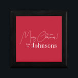 God jul Modern Red Minnesask<br><div class="desc">Detta är ett modernt God jul-mönster. Det är i fräckt rött och vitt och har budskapet "God jul! från Johnsons". Perfekt för din julklapp ge och perfekt för dina firande party-vänner eller för den här festsäsongen. Om du vill anpassa dig lägger du bara till ditt namn i textrutan Anpassa. Här...</div>