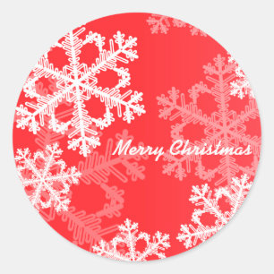 God jul Modern Red Snöflingor Mönster Runt Klistermärke