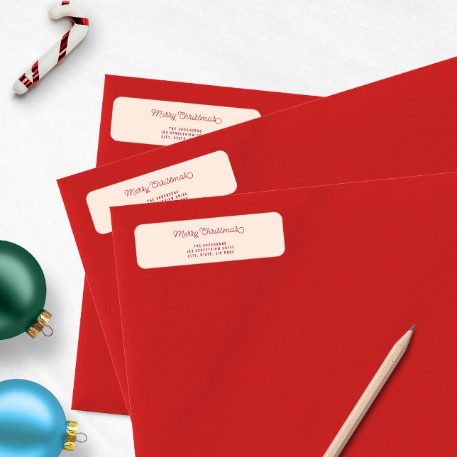 God jul Modern Rosa Returadress Adressetikett (Merry Christmas Return Address Label)