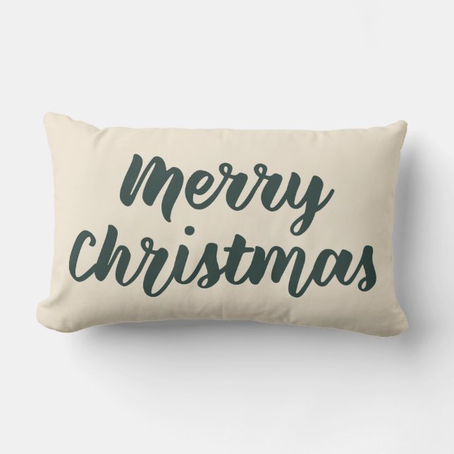 God jul Modern Rustic Simple Script Grönt Lumbarkudde (Framsida)