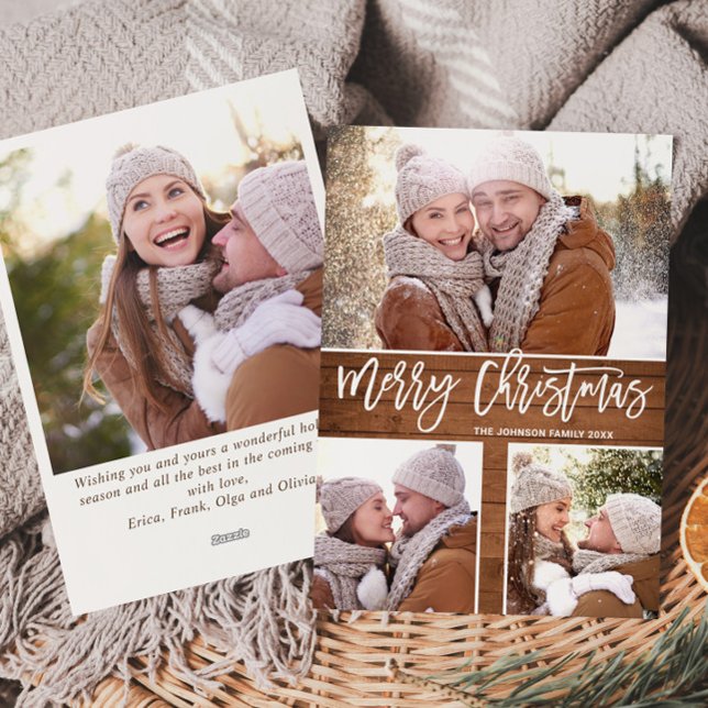 God jul Modern Rustik 4 PHOTO Hälsning Julkort (Skapare uppladdad)