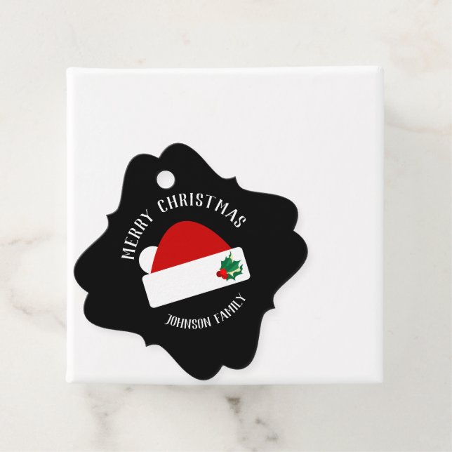 God jul - Modern Santa Hat Gåvor Etiketter (På plats)