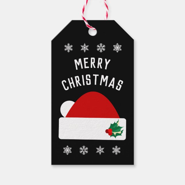 God jul - Modern Santa Hat Presentetikett (Framsidan)