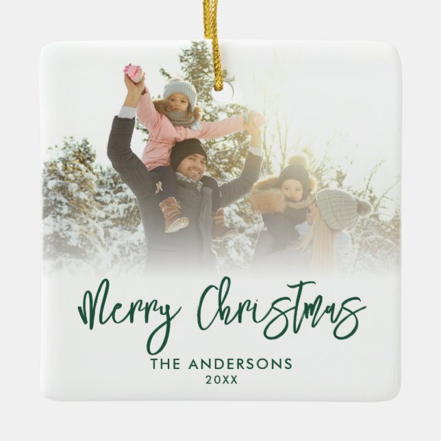 God jul Modern Script 2-foto Julgransprydnad Keramik (Framsida)