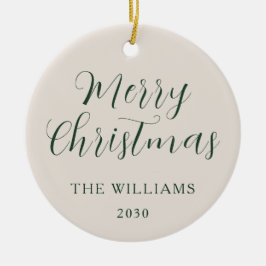 God jul Modern Script Beige Grönt Julgransprydnad Keramik