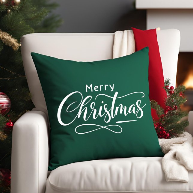 God jul Modern Script Grönt Family Kudde (Skapare uppladdad)