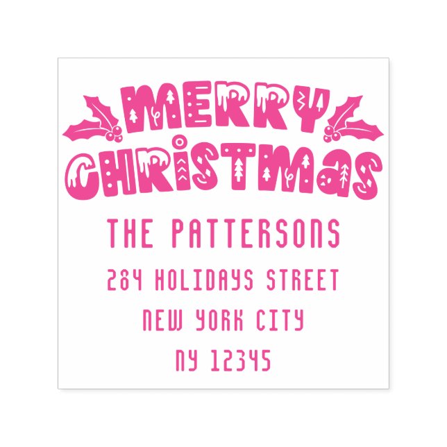 God jul Modern Script Namn Returadress Självfärgande Stämpel (Design)