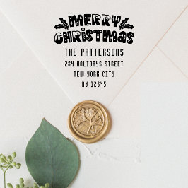 God jul Modern Script Namn Returadress Självfärgande Stämpel