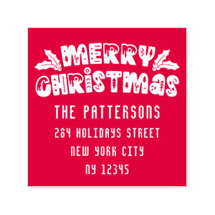 God jul Modern Script Namn Returadress Självfärgande Stämpel