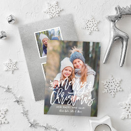 God jul Modern Silver-skriptfotokollage Julkort