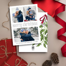 God jul Modern Simple Mistletoe 3-foto Julkort