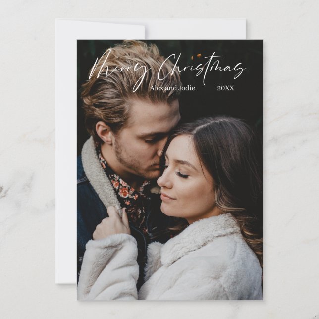 God Jul Modern Skriptad Minimalism Julkort (Framsida)