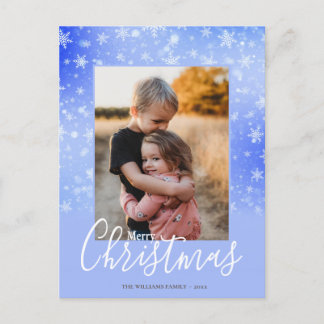 God jul Modern Snowy Winter Lila Photo Helg Vykort