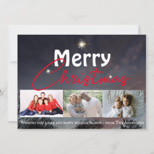 God Jul modern stjärnig vinterhimmel Julkort