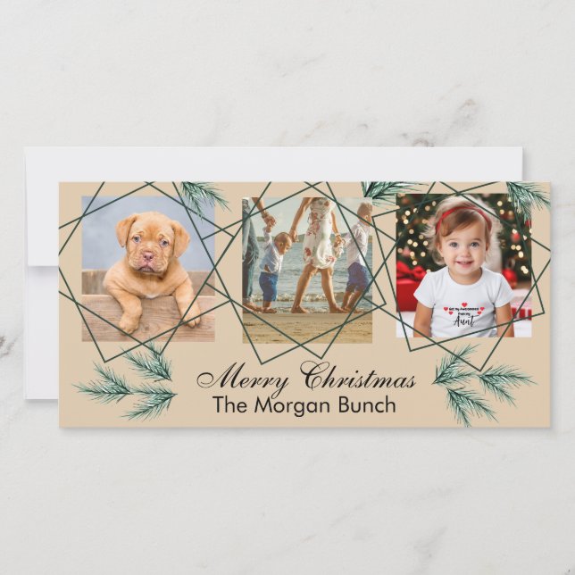 God Jul Modern tallbarr 3 Fotokollage Julkort (Framsida)