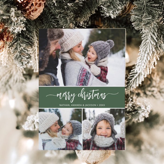 God jul Modern Three Photos-Helgdag Card Julkort (Skapare uppladdad)