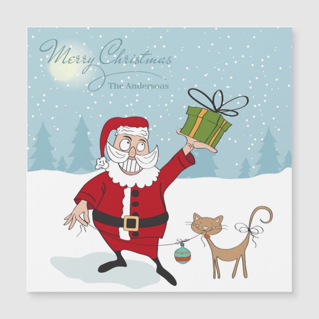 God jul Modern Whimsical Santa Cat Namn (Framsida)