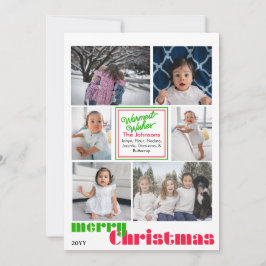 god jul moderna 6-foto Röd och Grönt Julkort