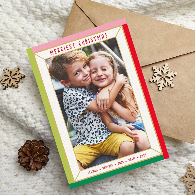 GOD JUL moderna fotoblock färg i gräns Julkort (Skapare uppladdad)