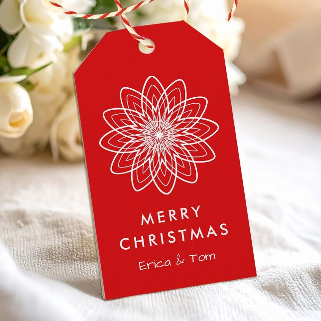 God jul moderna minimalistiska blommigtar presentetikett (Skapare uppladdad)