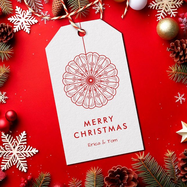 God jul moderna minimalistiska blommigtar presentetikett (Skapare uppladdad)