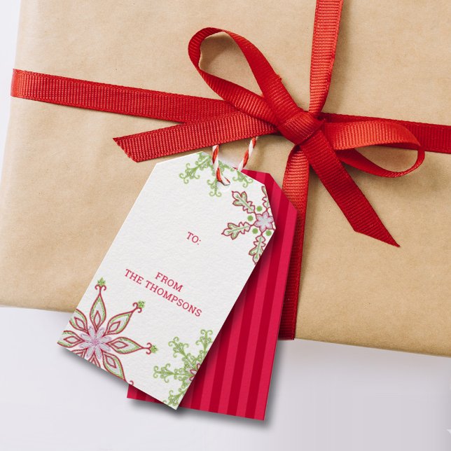 God Jul Moderna söta färgglada snöflingor Presentetikett (Skapare uppladdad)