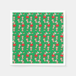 God jul Monkey Mönster Elf Santa Red Pappersservett