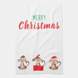 God jul Monkey Santa Hat Kökshandduk