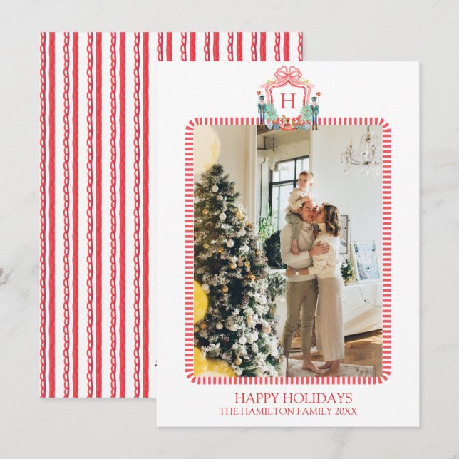 God jul, Monogram, fotopapper Julkort (Fram/baksida)