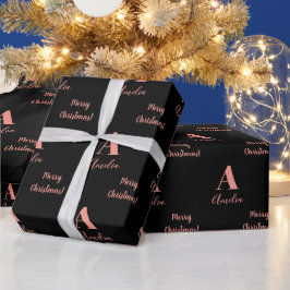 God jul Monogram Namn Black Ro Guld Presentpapper