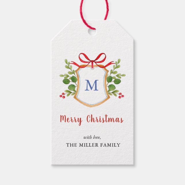 God Jul Monogram Topp Högtid  Presentetikett (Framsidan)