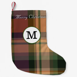 God jul monogrammad elegant initial tartan liten julstrumpa