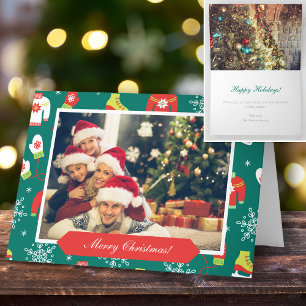 God jul Mönster 2-familjens foto till jul Kort