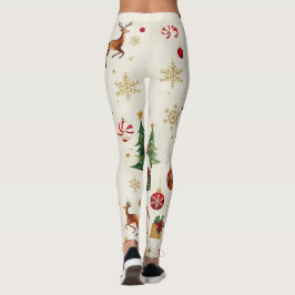 God jul, Mönster-baljväxter, Snyggt Helgdag Leggings